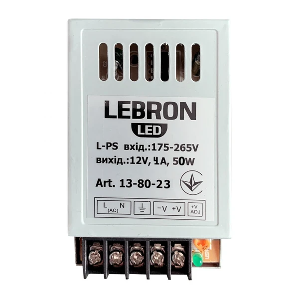 Блок живлення до LED стрічки Lebron 12V 4A 50W 13-80-23