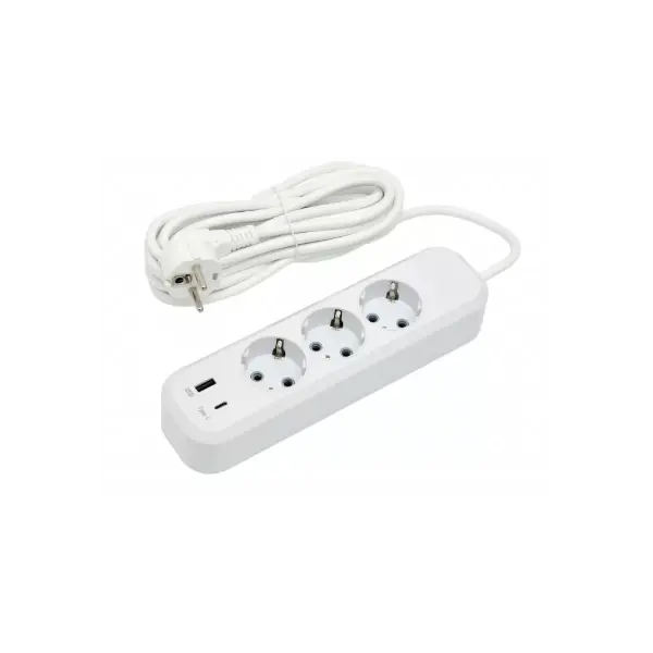 Подовжувач Luxel 3 гнізда 5м з/з+USB+Type C 7165