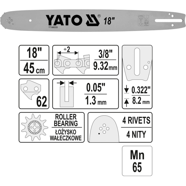 Шина до бензопили Yato 18