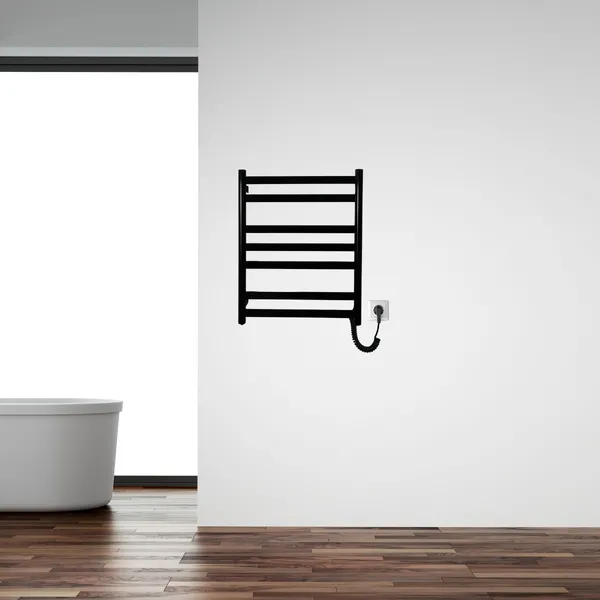 Рушникосушарка ел.Carino Mia 590*490 Чорний глянець з кнопкою M5949ILBG