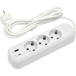 Подовжувач Luxel 3 гнізда 3м з/з+USB+Type C 7163