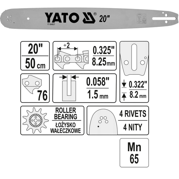 Шина до бензопили Yato 20