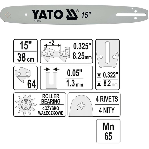 Шина до бензопили Yato 15