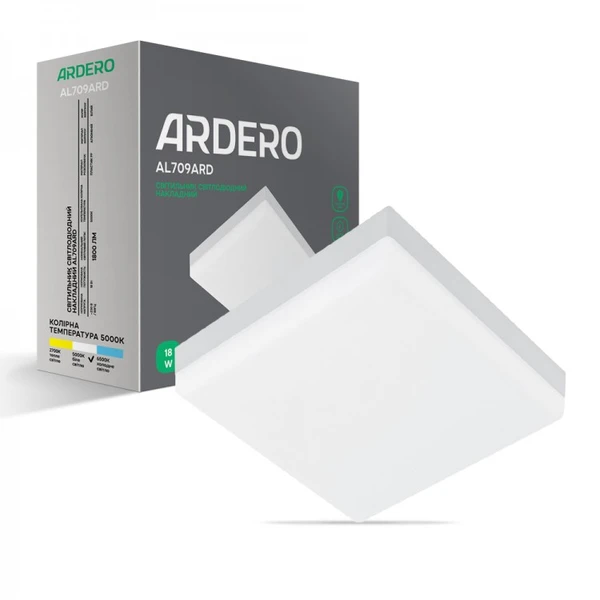 Світильник Ardero AL709ARD 18W квадрат накладний 1800Lm 5000K 7815