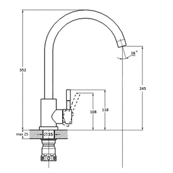 Змішувач кухня Solone кухня бокова EZA4-F090 GY 2521