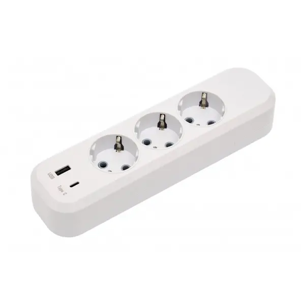 Колодка LUXEL 3 гнізда з/з+USB+Type C 7161