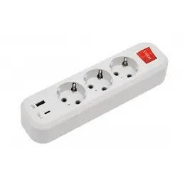 Колодка LUXEL 3 гнізда з/з+ вимикач+USB+Type C 7191