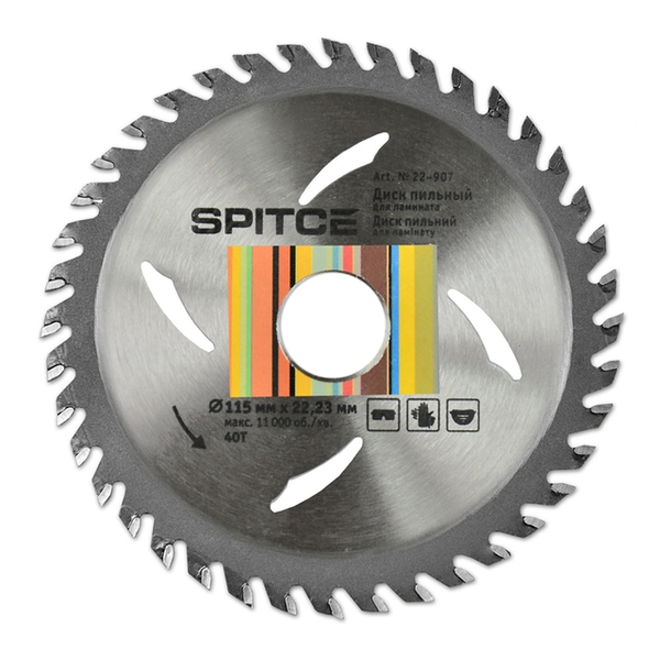 Пильний диск Spitce по дереву 115х22,2х40Т 22-907