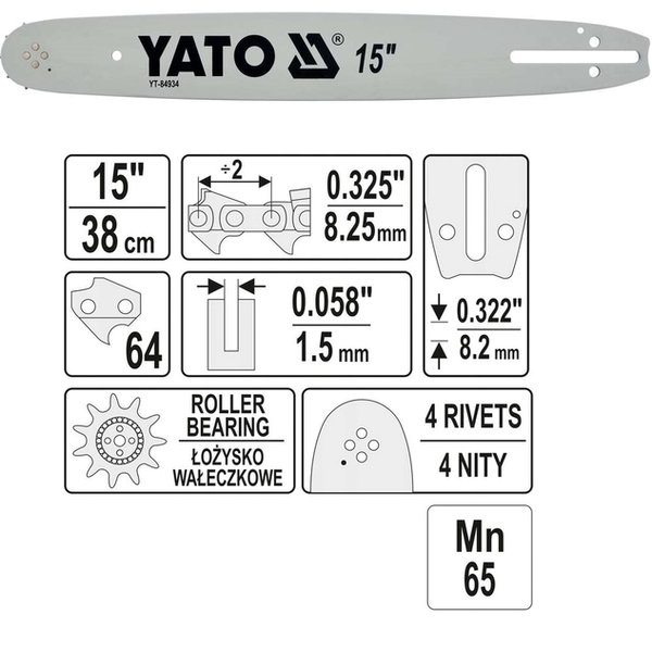 Шина до бензопили Yato 15