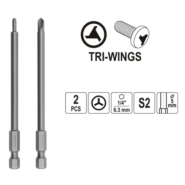 Біта Yato TRI-WING 100мм #2#4 YT-0497