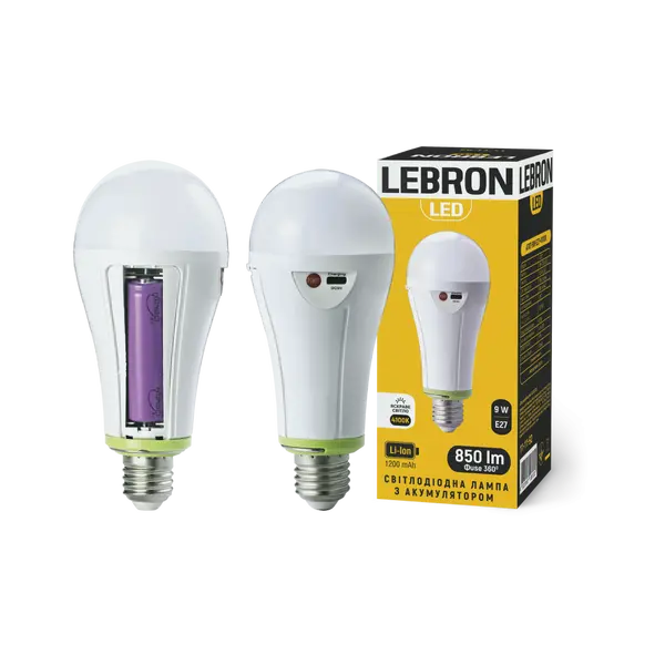 Лампа LED з акумулятором Lebron L-A70T-965  LED E27 9W 11-11-92-2