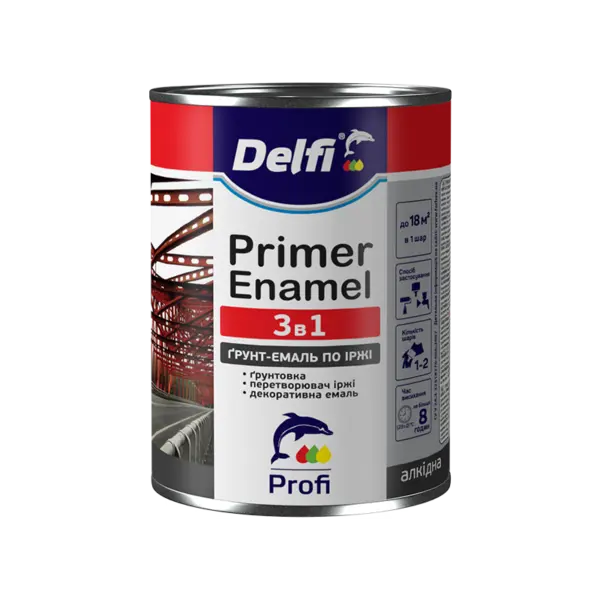 Грунт-емаль по іржі 3в1 Delfi антрацит 2,8кг