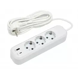 Подовжувач Luxel 3 гнізда 5м з/з+USB+Type C 7165