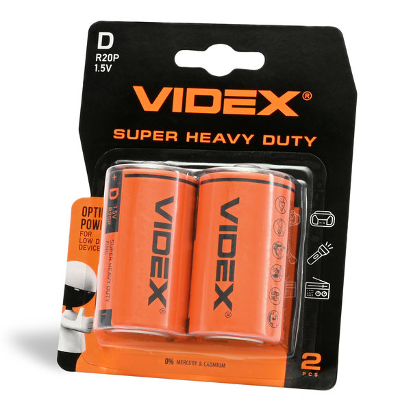 Батарейка Videx R20P-2S помаранчева 21153