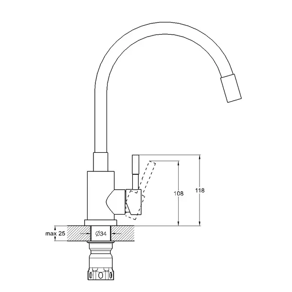 Змішувач кухня Solone EZA4-F090KB 2524