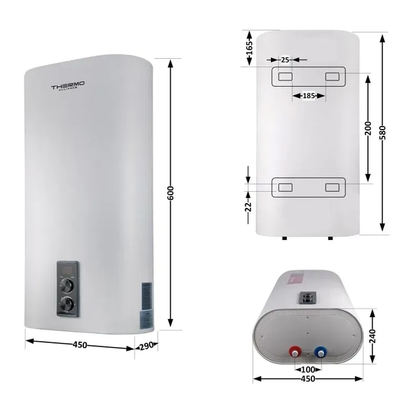 Бойлер Thermo Aliance плоский вертикальний сухий тен 30л 40 618
