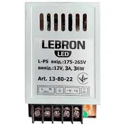 Блок живлення до LED стрічки Lebron 12V 3A 36W 13-80-22