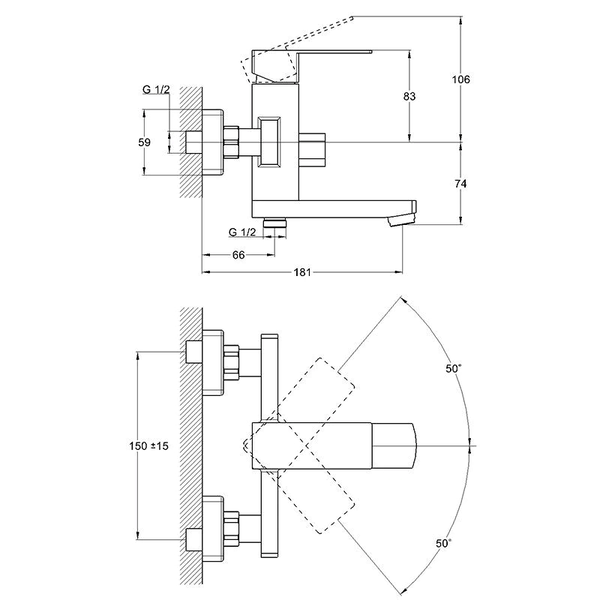 Змішувач ванна Troya GOF3-A095 2357