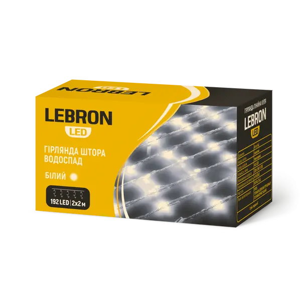 Гірлянда Lebron штора водоспад 2х2м  біла 15-18-84
