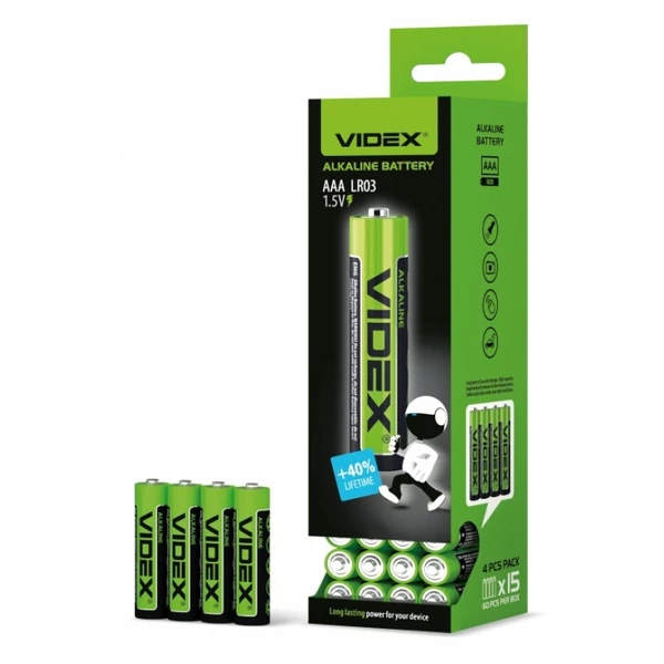 Батарейка Videx ААА LR03-4S зелена 25467