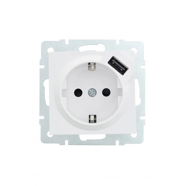 Розетка Lezard Vesna з/з +USB біла 742-0288-181