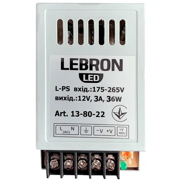 Блок живлення до LED стрічки Lebron 12V 3A 36W 13-80-22