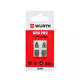 Біта PH2 25мм Wurth 2шт 1614176461902
