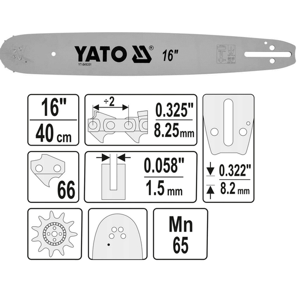Шина до бензопили Yato 16